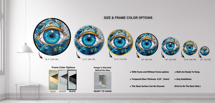 Celestial Eye Radiance – Round Glass Wall Art
