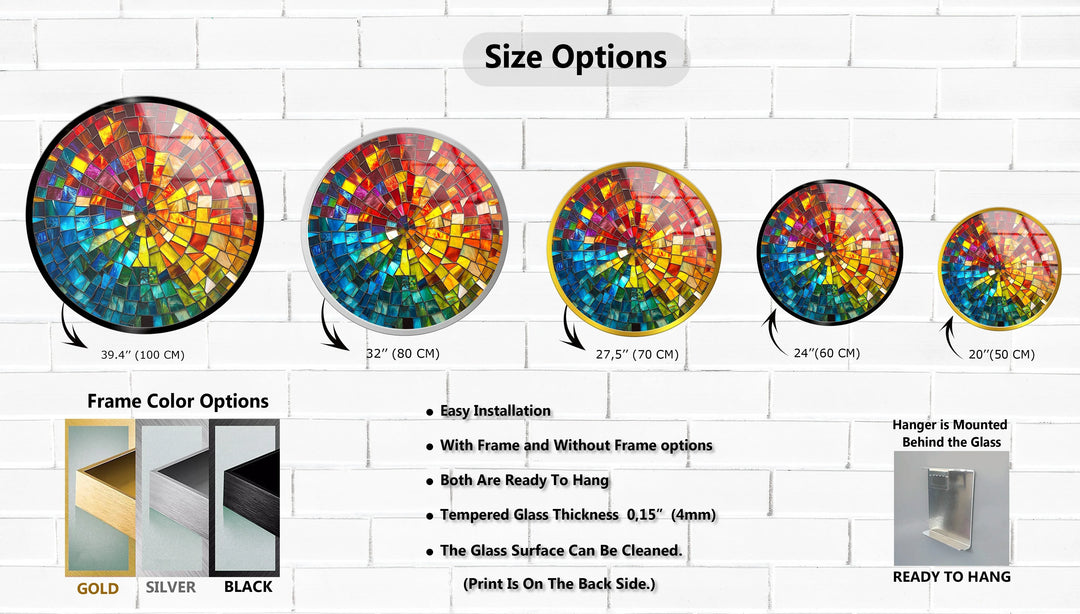 Radiant Spiral Mosaic Round Glass Wall Art - MyPhotoStation