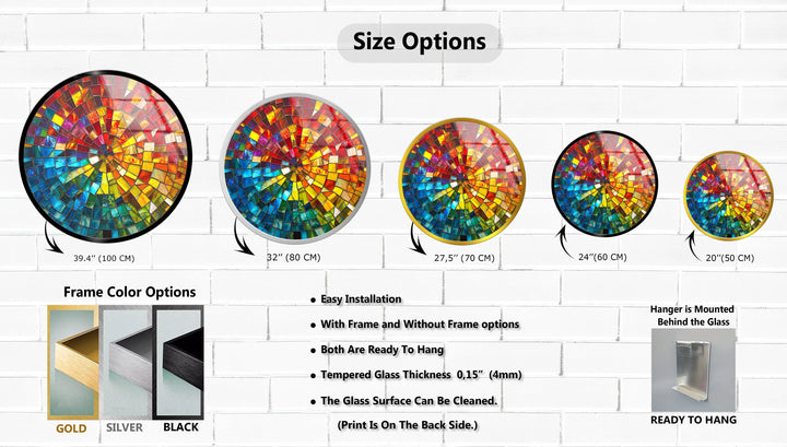 Radiant Spiral Mosaic Round Glass Wall Art - MyPhotoStation