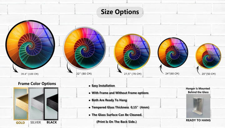 Cosmic Spiral Shell Design – Round Glass Wall Art - MyPhotoStation