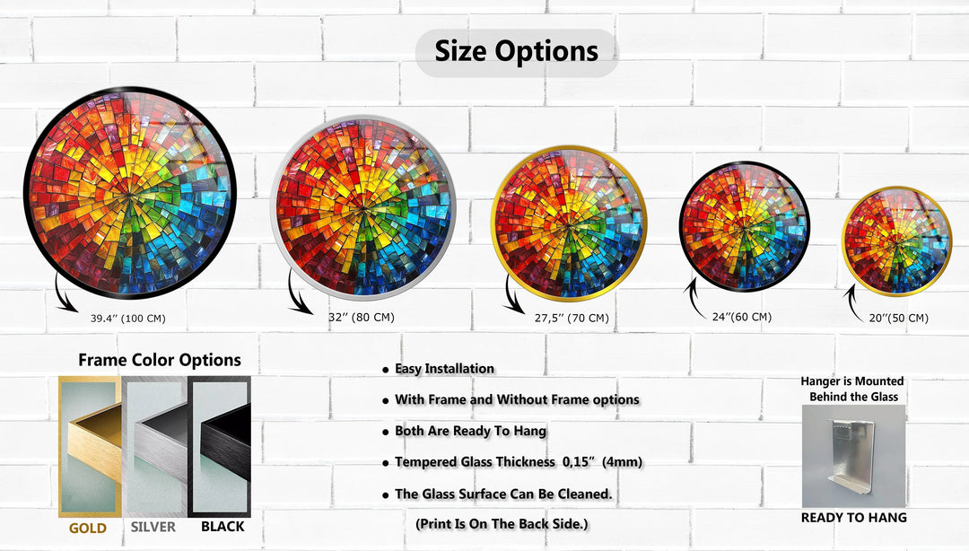Solar Prism Mosaic Round Glass Wall Art - MyPhotoStation