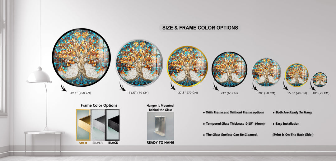 Autumn Radiance Tree – Round Glass Wall Art