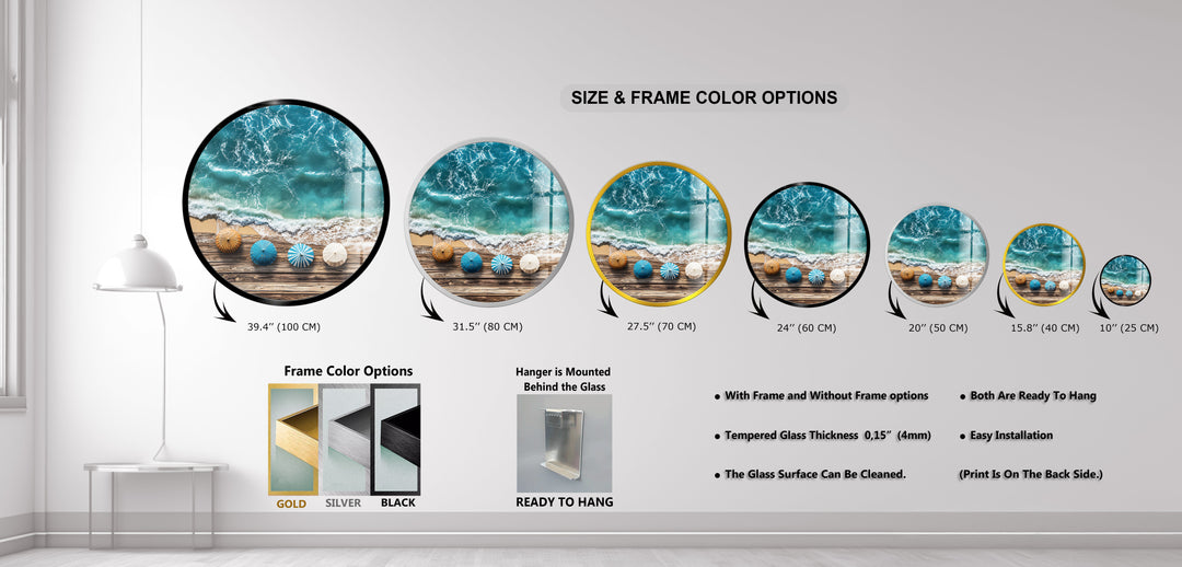 Coastal Bliss Horizon – Round Glass Wall Art