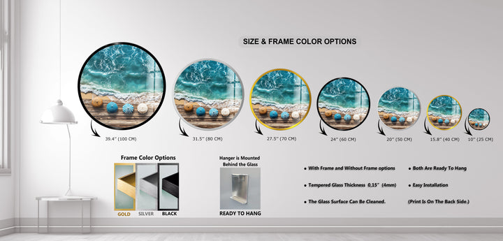 Coastal Bliss Horizon – Round Glass Wall Art