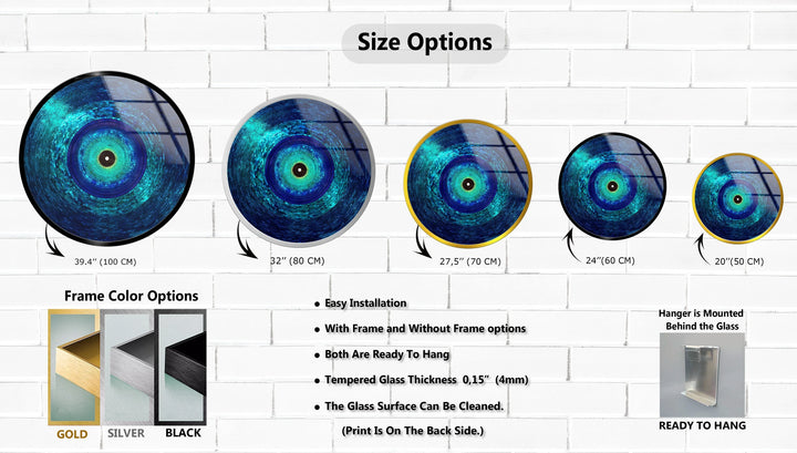 Mystic Blue Spiral – Round Glass Wall Art - MyPhotoStation