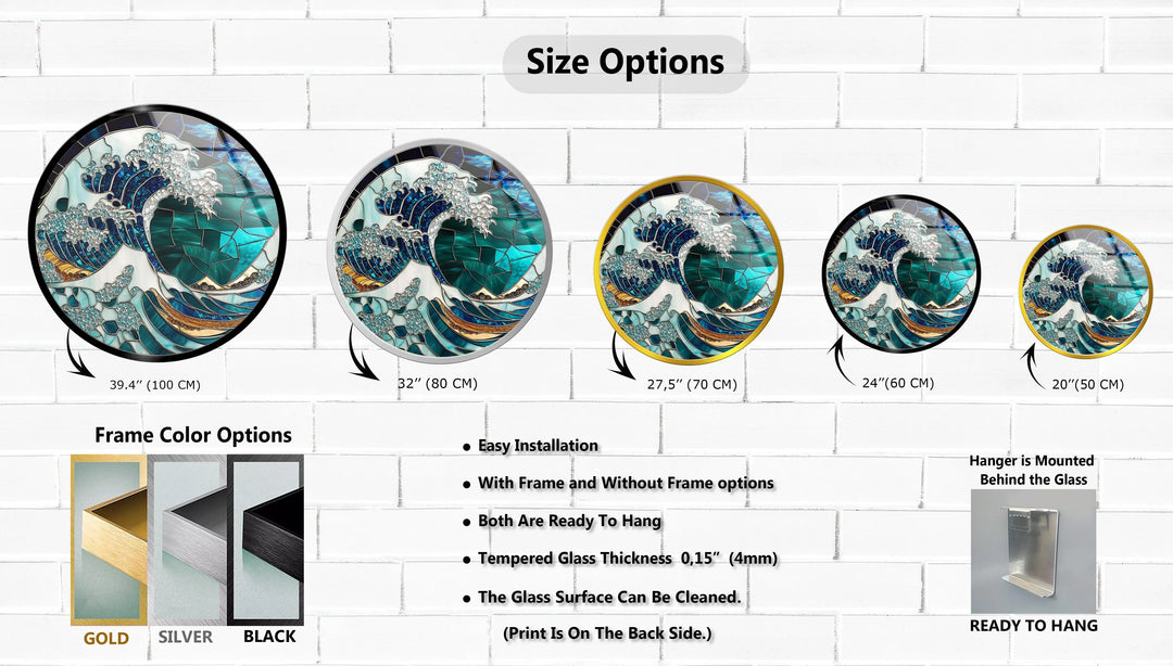 Crystal Wave Mosaic Round Glass Wall Art - MyPhotoStation