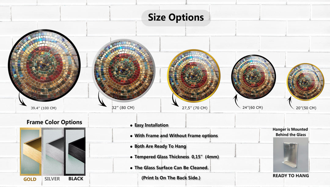 Eternal Spectrum – Multicolor Mosaic Round Glass Wall Art