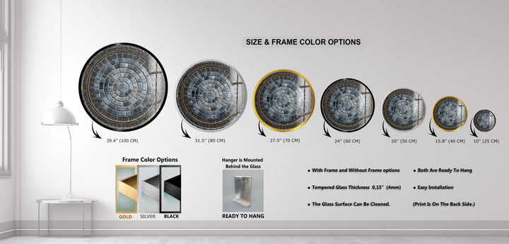 Regal Stone Mandala – Round Glass Wall Art