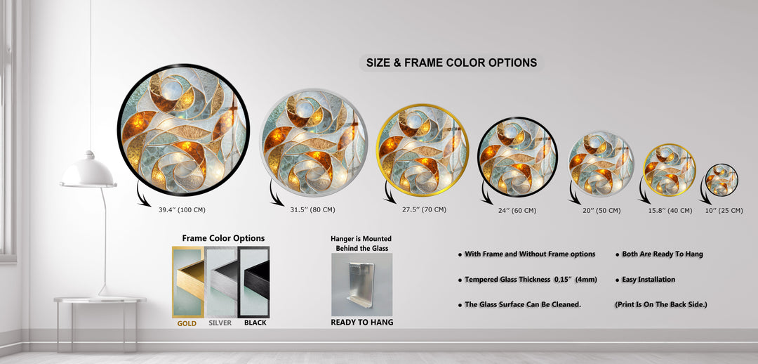 Abstract Swirl Design – Round Glass Wall Art