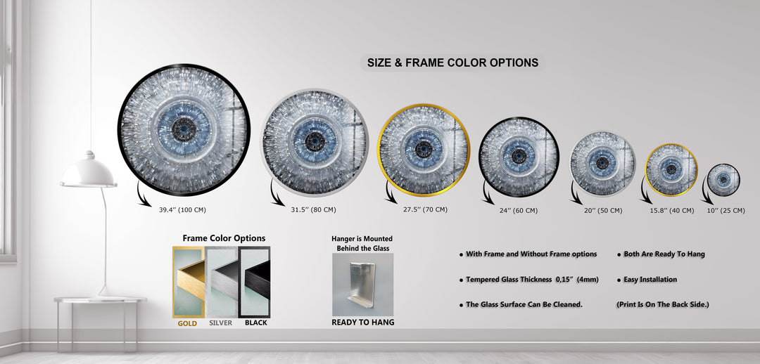 Abstract Crystal Mosaic Eye – Round Glass Wall Art