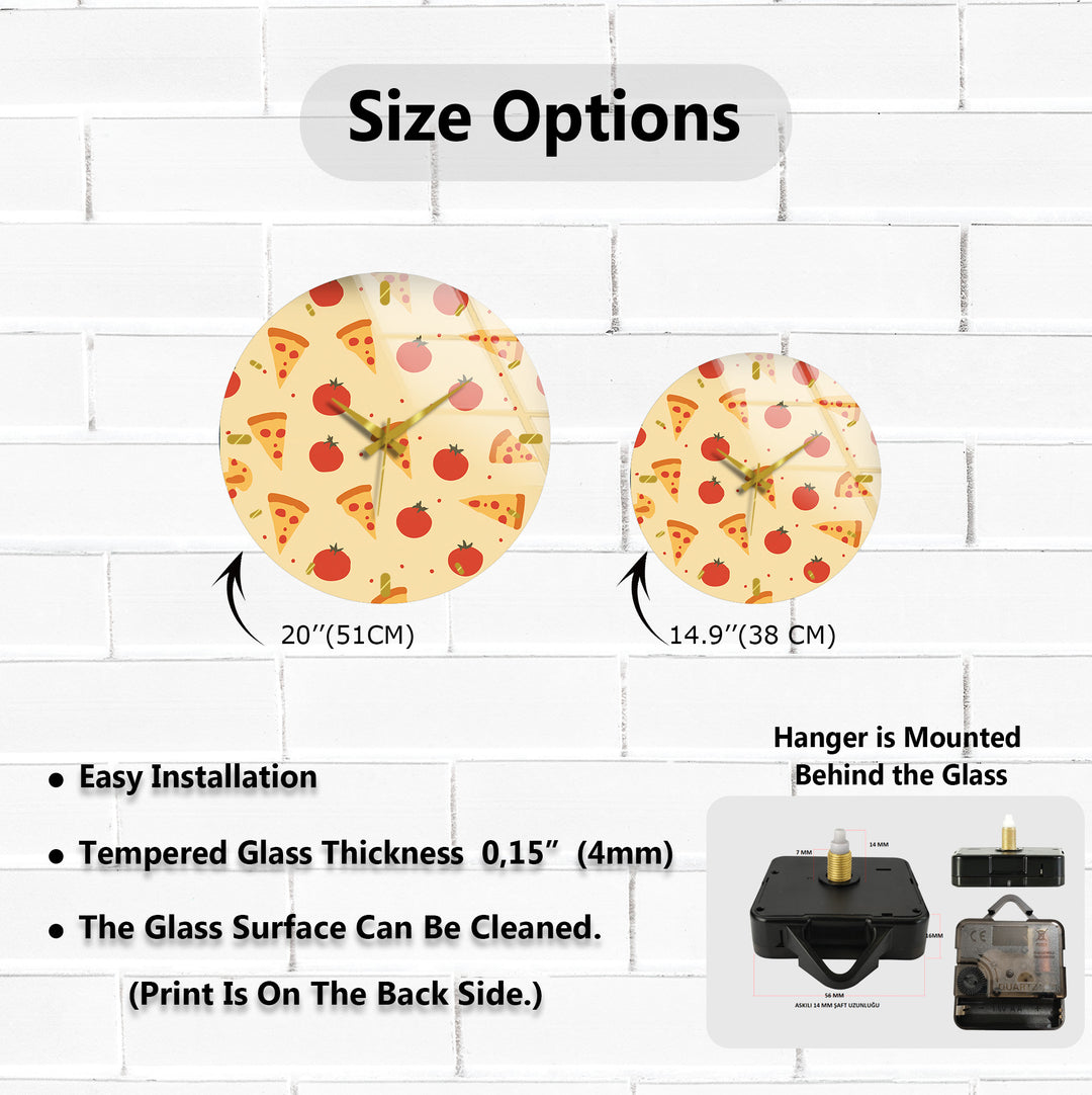Glaswanduhr mit Pizzamuster – niedliche Küchendekoration