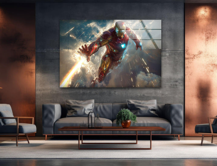 Iron Man Glass Wall Art, print on glass, glass printed photos