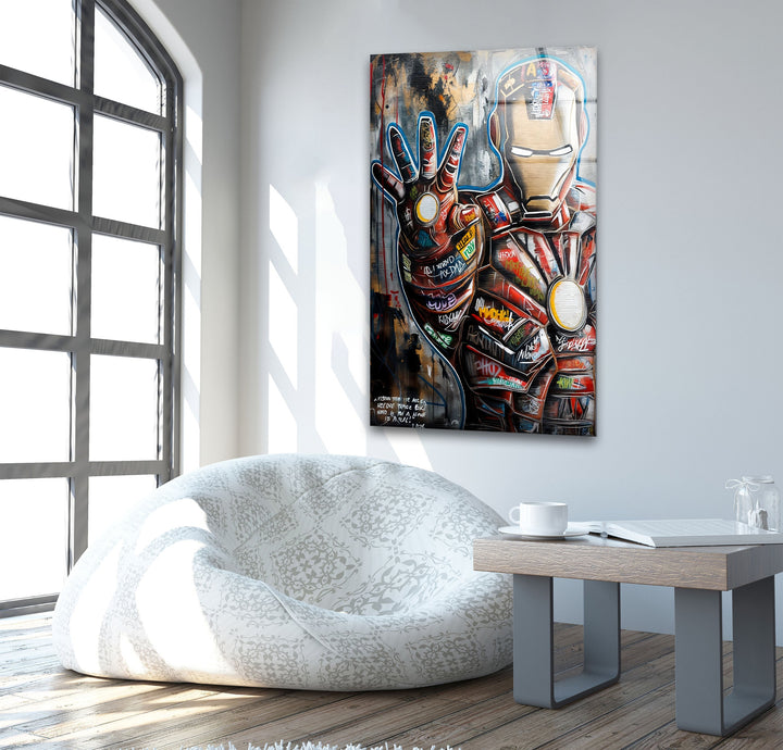 Iron Man Art Glass Wall Art custom glass photo prints, large glass prints

