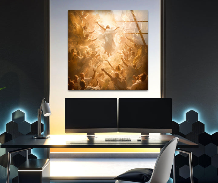Jesus Ascending Into Heaven Glass Art for the Wall