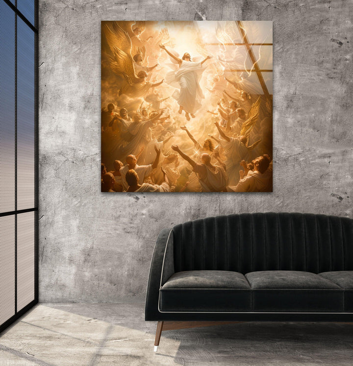 Jesus Ascending Into Heaven Glass Picture Prints Collection