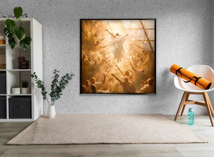 Jesus Ascending Into Heaven Glass Wall Artwork Designs