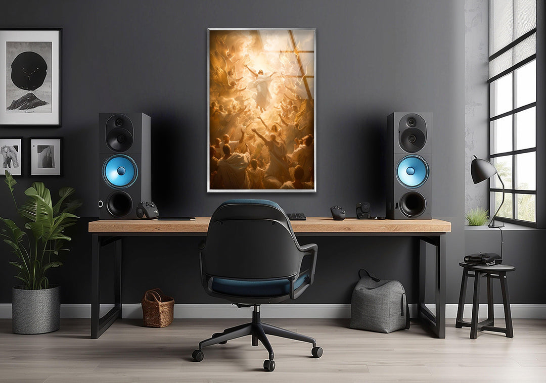 Jesus Ascending Into Heaven Glass Wall Art Decor | Glass Art Prints