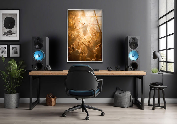 Jesus Ascending Into Heaven Glass Wall Art Decor | Glass Art Prints