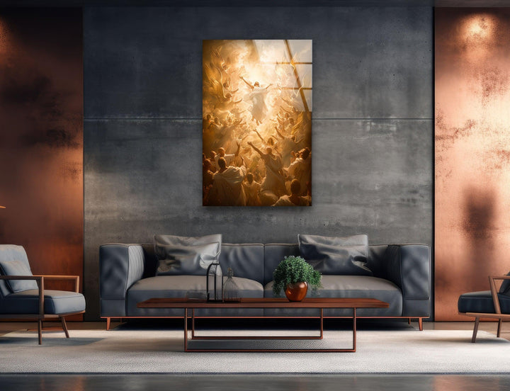Jesus Ascending Into Heaven Glass Wall Artwork