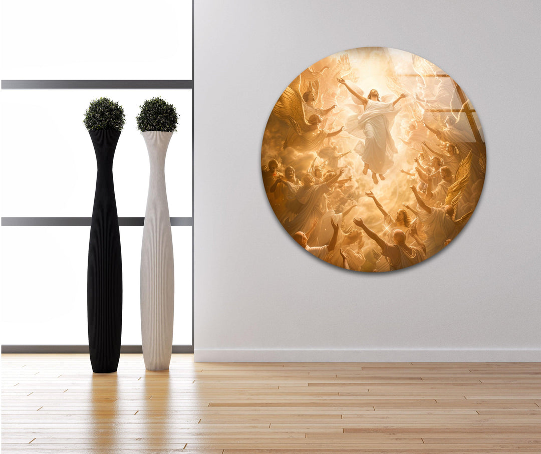Jesus Ascending Into Heaven Glass Photos for Wall Decor