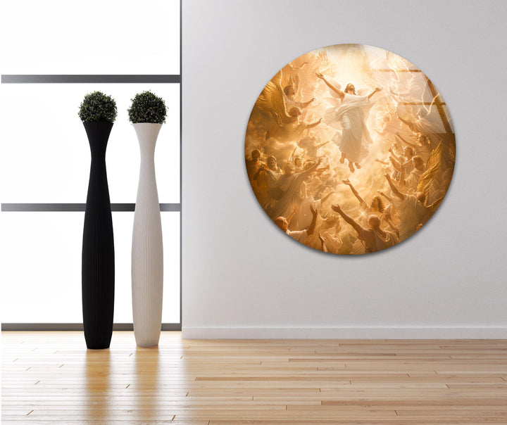 Jesus Ascending Into Heaven Glass Photos for Wall Decor