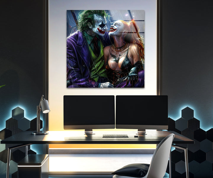 Joker and Harley Quinn Glass Wall Art glass wall decor, glass wall art decor
