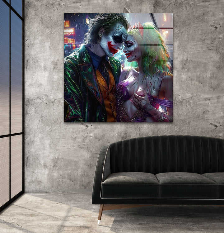 Joker and Harley Quinn Art Glass Wall Art large glass photo prints, glass wall photos
