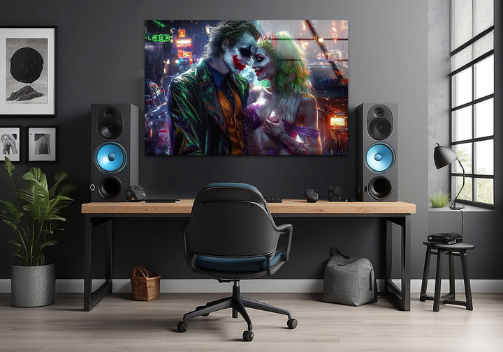 Joker and Harley Quinn Art Glass Wall Art print on glass, glass printed photos
