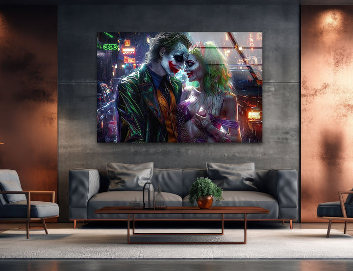 Joker and Harley Quinn Art Glass Wall Art glass photo prints, glass picture prints
