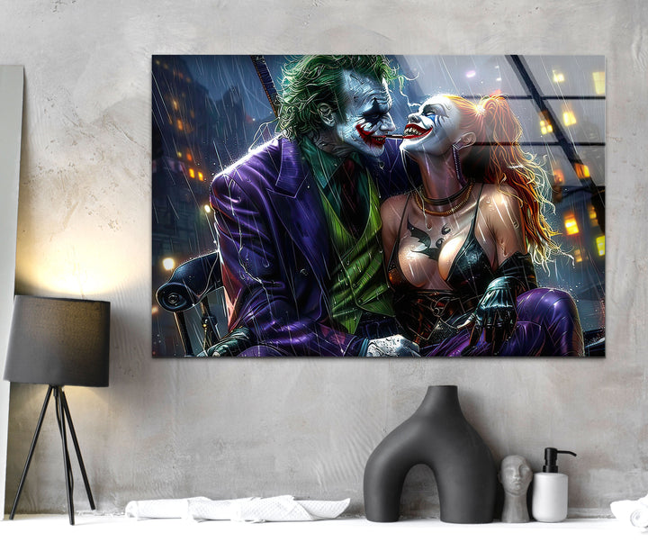 Joker and Harley Quinn Glass Wall Art art glass wall art, glass wall art pictures
