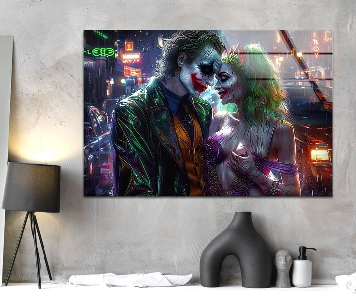 Joker and Harley Quinn Art Glass Wall Art glass image printing, glass prints from photos
