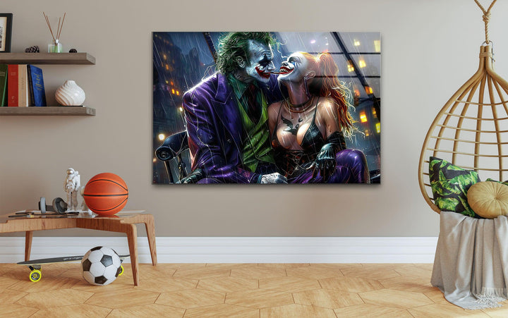Joker and Harley Quinn Glass Wall Art Glass Printing Wall Art, Print photos on glass

