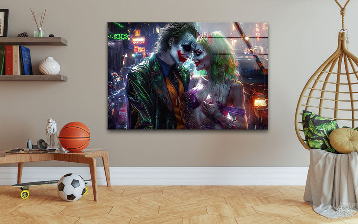 Joker and Harley Quinn Art Glass Wall Art glass pictures for Wall, glass prints wall art
