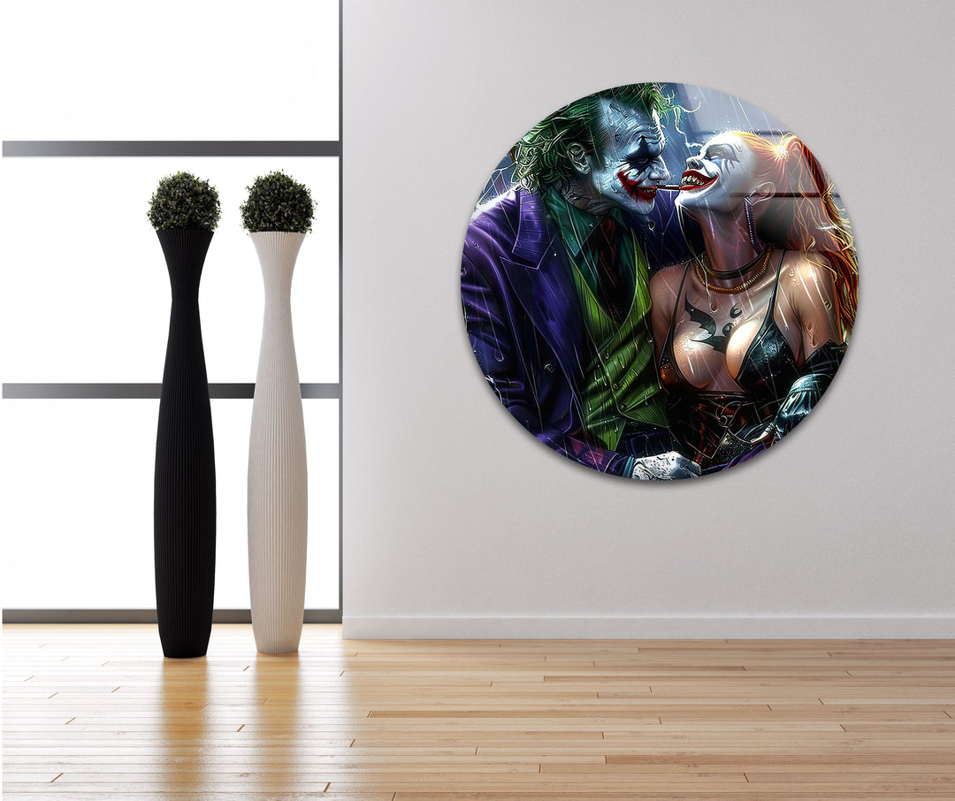 Joker and Harley Quinn Glass Wall Art glass image printing, glass prints from photos
