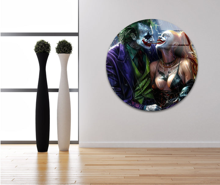 Joker and Harley Quinn Glass Wall Art glass image printing, glass prints from photos

