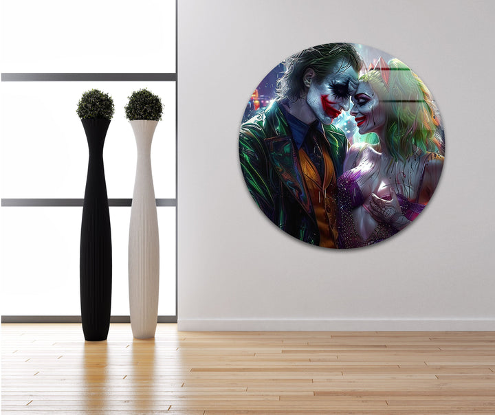 Joker and Harley Quinn Art Glass Wall Art photo print on glass, prints on glass wall art
