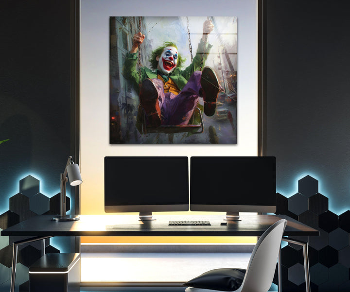 Swinging on a Swing Joker Glass Wall Art, glass image printing, glass prints from photos