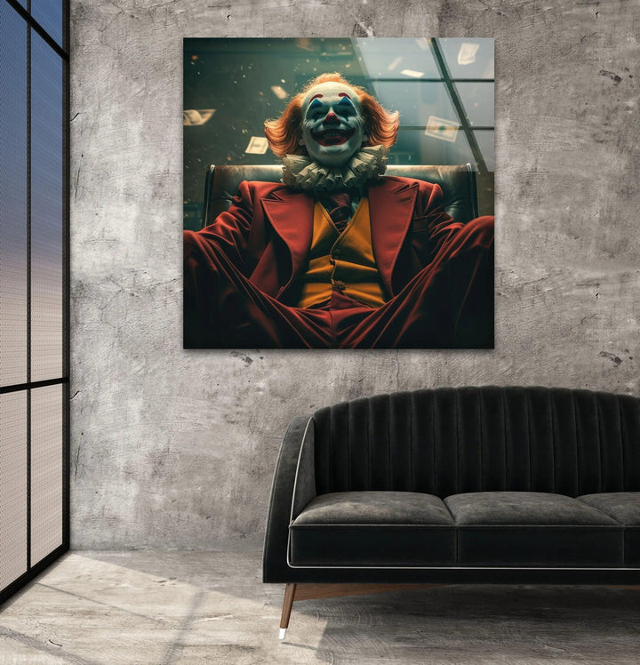 Joker Money Glass Wall Art glass art painting, glass art for the Wall
