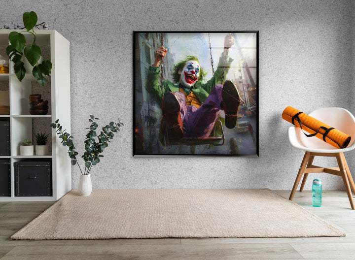Swinging on a Swing Joker Glass Wall Art, photo print on glass, prints on glass wall art
