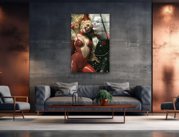 Joker Love Harley Quinn Glass Wall Art, Glass Printing Wall Art, Print photos on glass