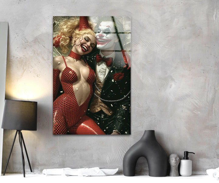 Joker Love Harley Quinn Glass Wall Art, art glass wall art, glass wall art pictures