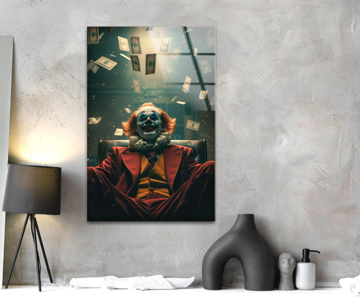 Joker Money Glass Wall Art large glass photo prints, glass wall photos
