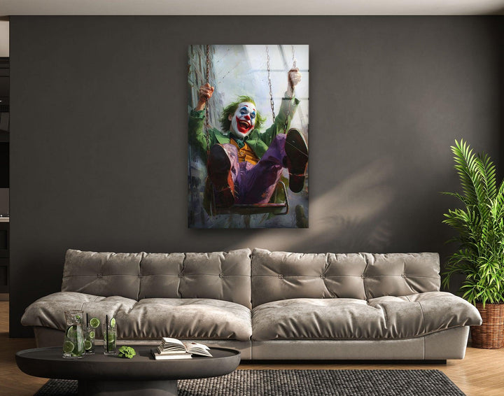Swinging on a Swing Joker Glass Wall Art, glass photo prints, glass picture prints