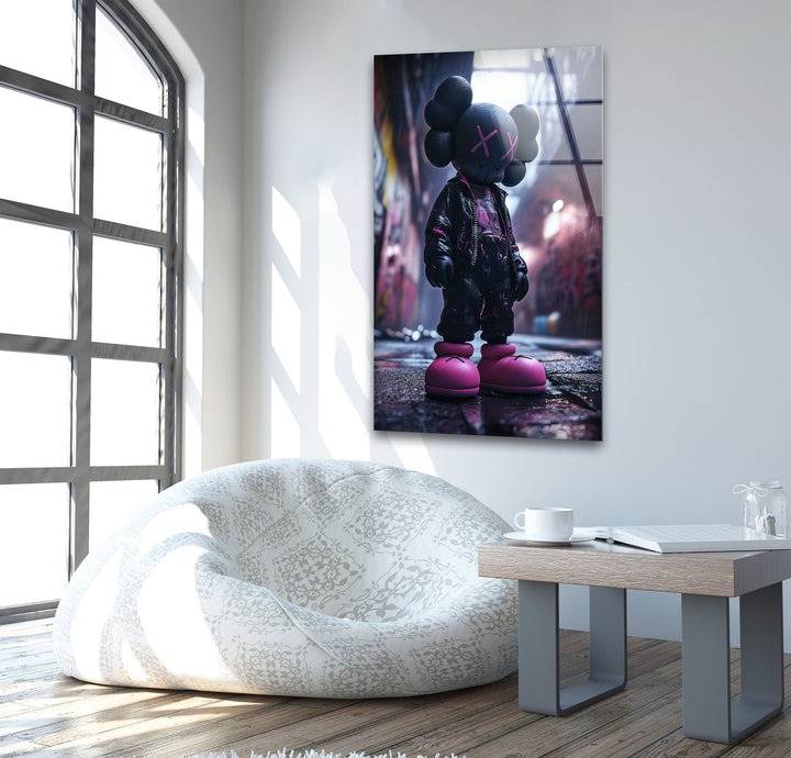 Kaws Purple & Black Glass Wall Art stained glass wall art, stained glass wall decor

