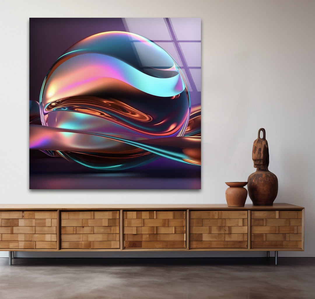 Spectrum Orb Reflection – Iridescent Sphere Glass Wall Art