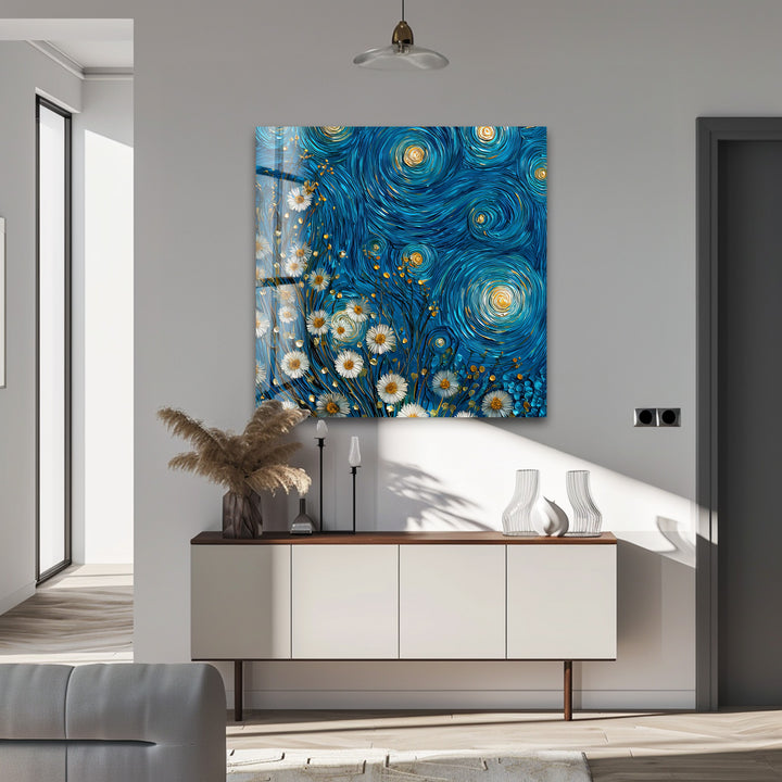 Starry Blossoms – Glass Wall Art