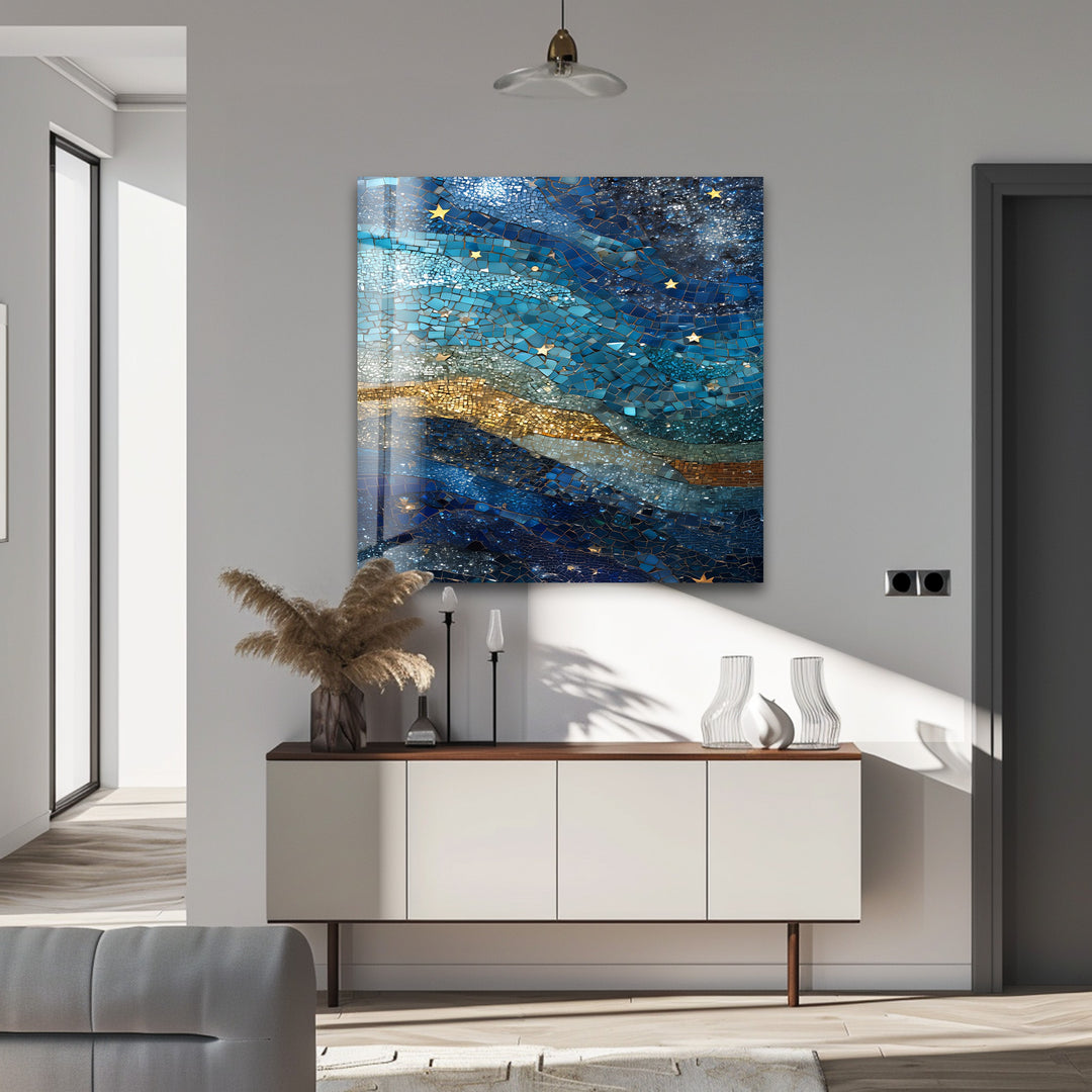 Celestial Mosaic – Starry Night Sky Glass Wall Art
