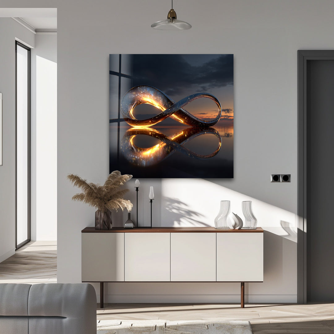 Eternal Horizon Loop – Illuminated Infinity Sculpture Glass Wall Art