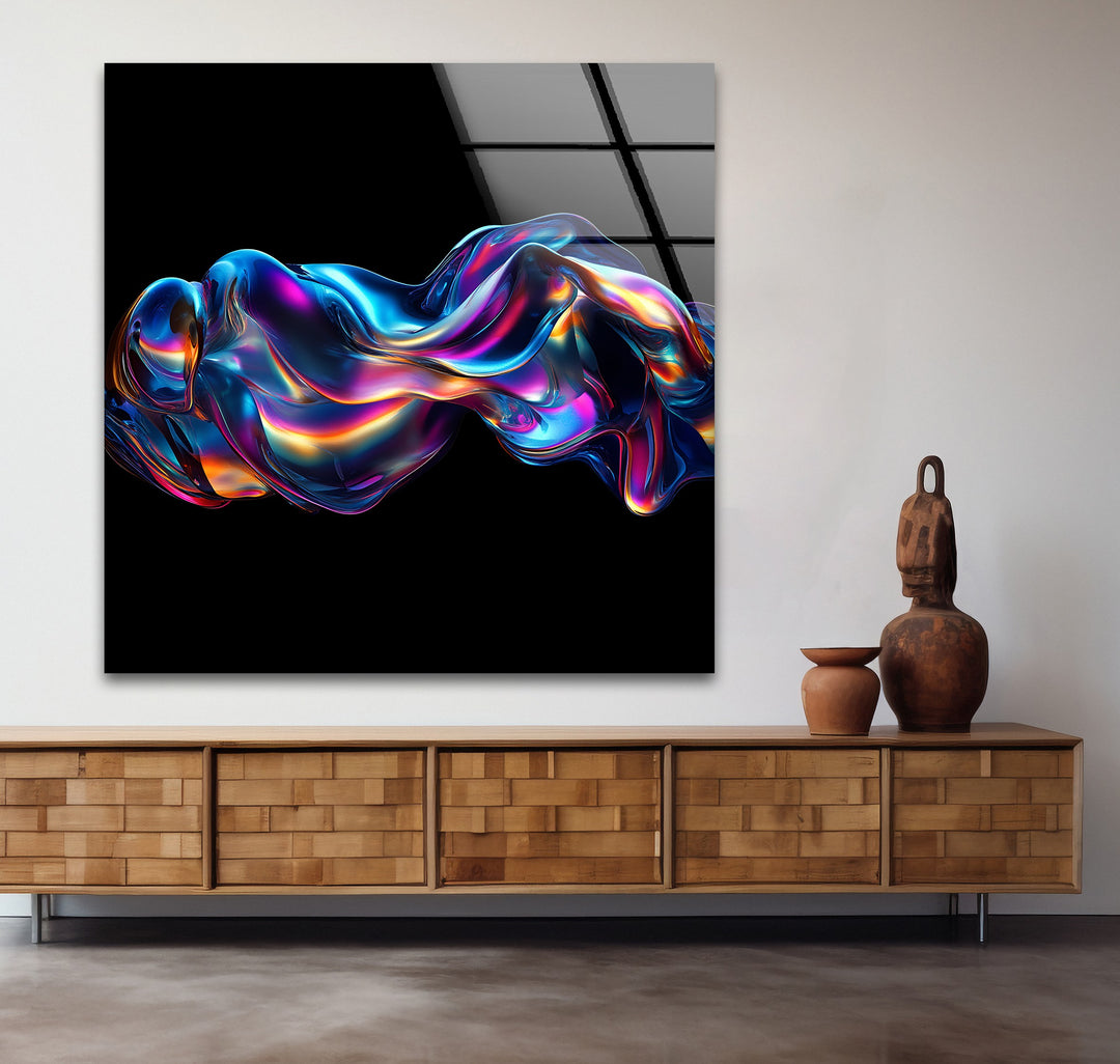 Neon Liquid Pulse – Vibrant Chromatic Flow Glass Wall Art