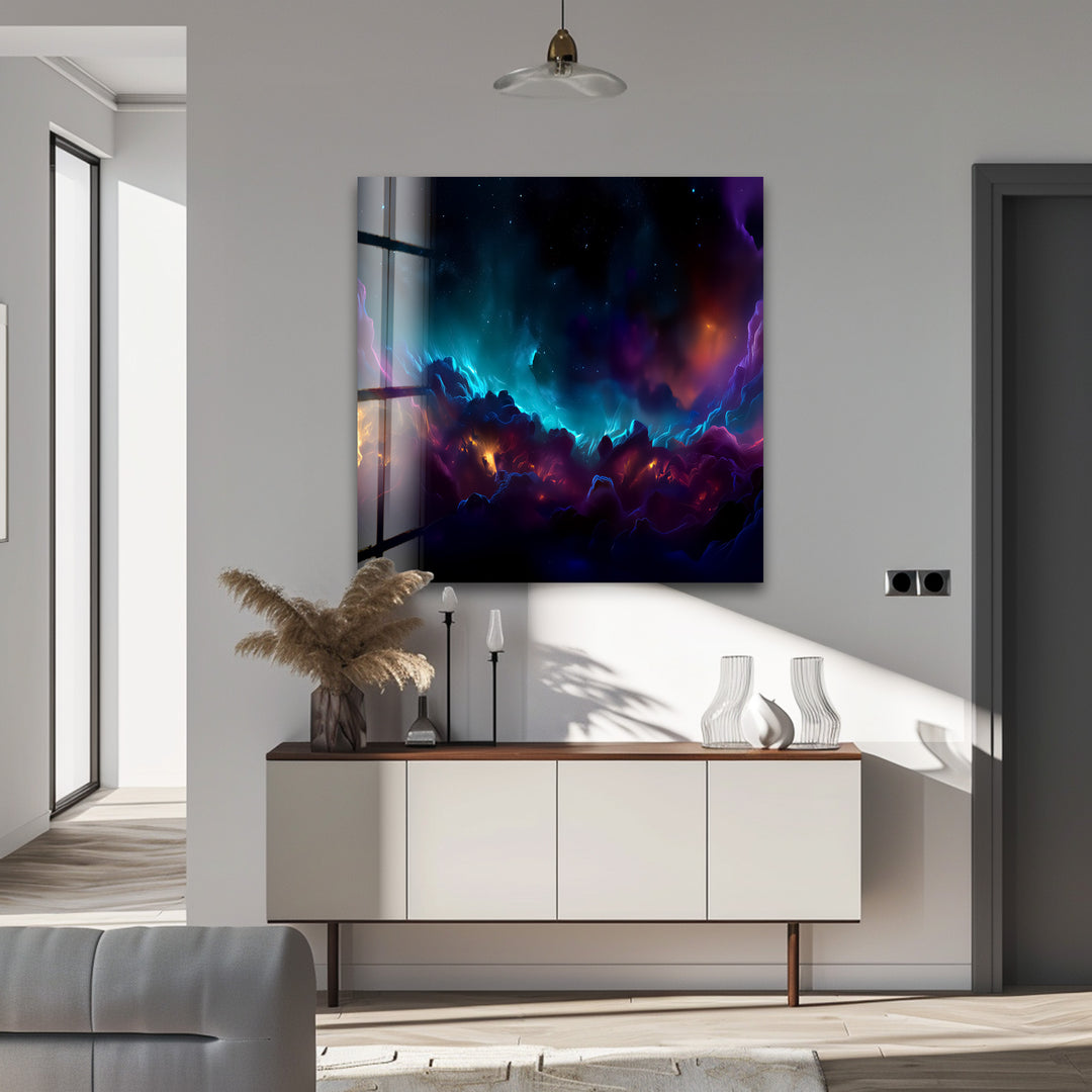 Portal to the Cosmos – Abstract Galaxy Dreamscape Glass Wall Art